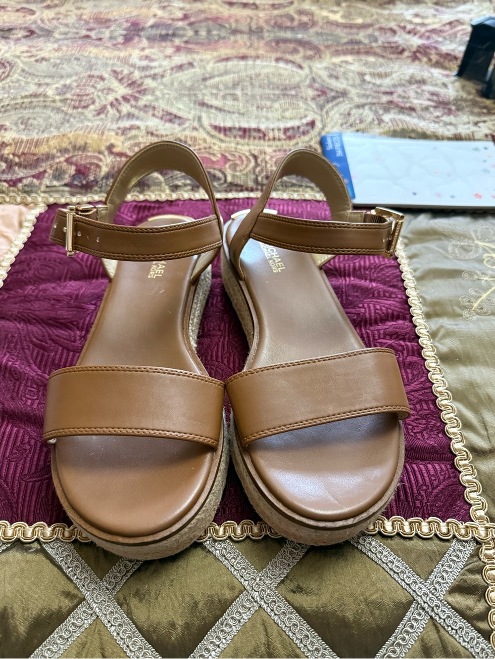 Women’s Tan Leather Platform Sandals - Unbranded